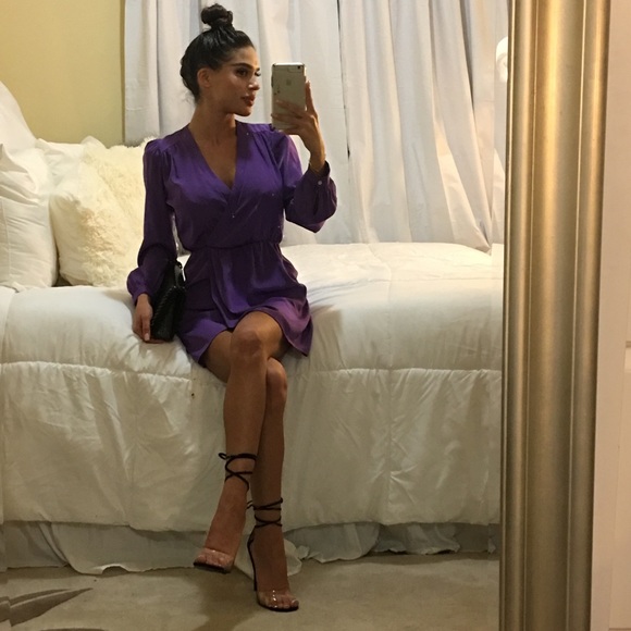 Lulus Dresses & Skirts - Honey punch that’s a wrap surplice dress xs purple